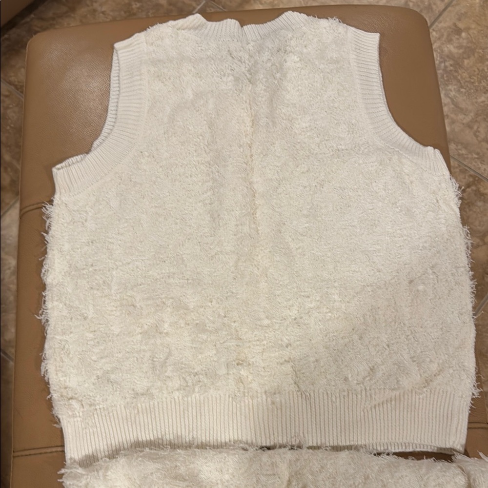 Italian Inspired Designer #5 Elegant White Textured Tank w/Skirt 2piece outfit - Picture 11 of 12